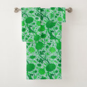 William Morris Jacobobohne Floral, Emerald Green Badhandtuch Set (Insitu)