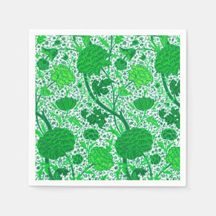 William Morris Jacobobohne Floral, Emerald Green Serviette