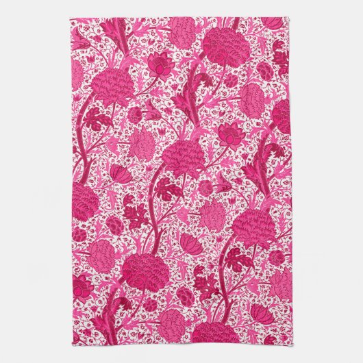 William Morris Jacobobohne Floral, Fuchsia Pink Ha Geschirrtuch (Vertikal)