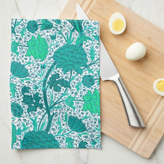 William Morris Jacobobohne, türkis Geschirrtuch (Viertel Falte)