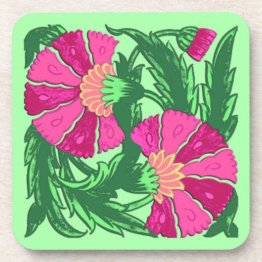 William Morris Jacobobon, Fuchsia Pink und Green Untersetzer (Vorderseite)