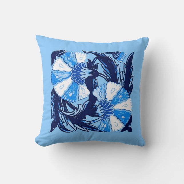 William Morris Jacobohne, Marine und Light Blue Kissen (Vorderseite)