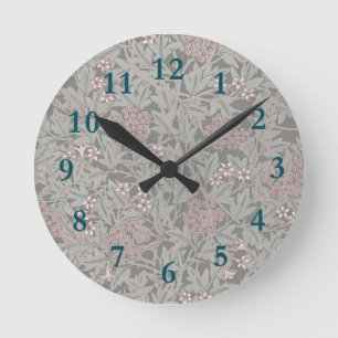 William Morris Jasmin-Blumenmuster Runde Wanduhr