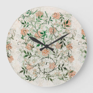 William Morris Jasmin-Blumenmuster Vintage-Kunst  Große Wanduhr