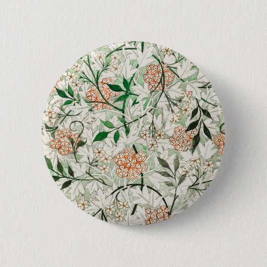 William Morris Jasmin-Garten-Blumen-Klassiker Button (Vorderseite)