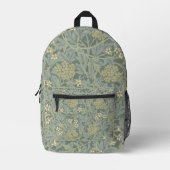 William Morris Jasmine Blue Green Botanic Art Bedruckter Rucksack (Vorderseite)