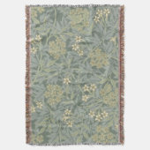 William Morris Jasmine Blue Green Botanic Art Decke (Vorderseite Vertikal)