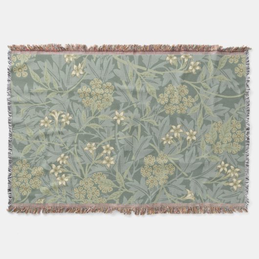 William Morris Jasmine Blue Green Botanic Art Decke (Vorderseite)