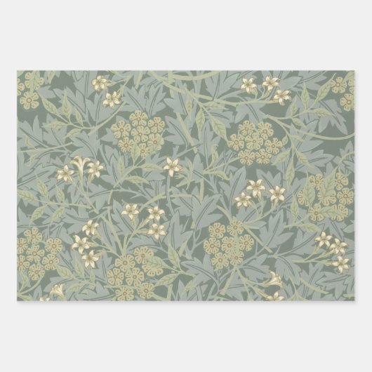 William Morris Jasmine Blue Green Botanic Art Geschenkpapier Set (Vorderseite)