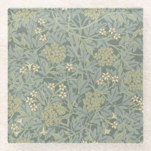 William Morris Jasmine Blue Green Botanic Art Glasuntersetzer (Vorderseite)