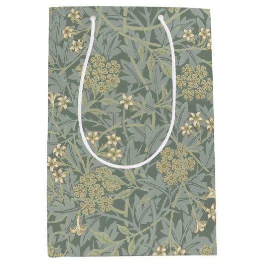 William Morris Jasmine Blue Green Botanic Art Mittlere Geschenktüte (Vorderseite)