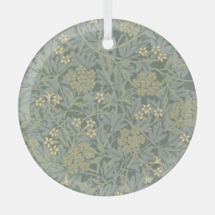 William Morris Jasmine Blue Green Botanic Art Ornament Aus Glas