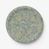 William Morris Jasmine Blue Green Botanic Art Pappteller (Vorderseite)
