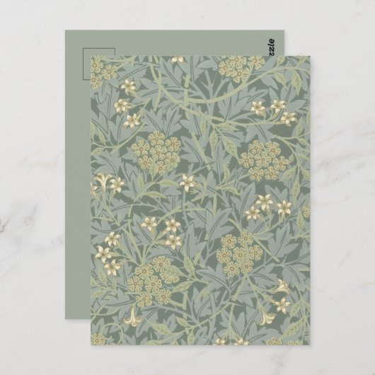 William Morris Jasmine Blue Green Botanic Art Postkarte (Vorne/Hinten)