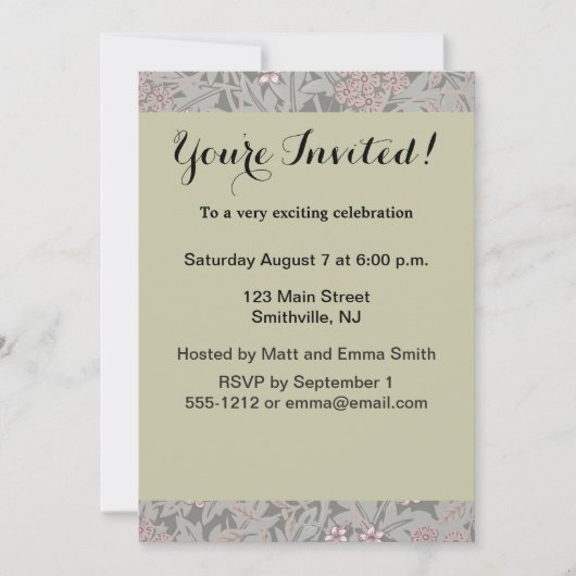 William Morris Jasmine Blume Pattern Einladung (Vorderseite)