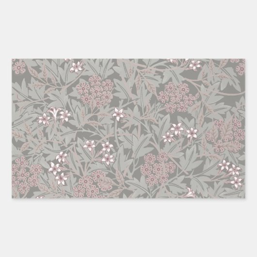 William Morris Jasmine Blume Pattern Rechteckiger Aufkleber (Vorderseite)