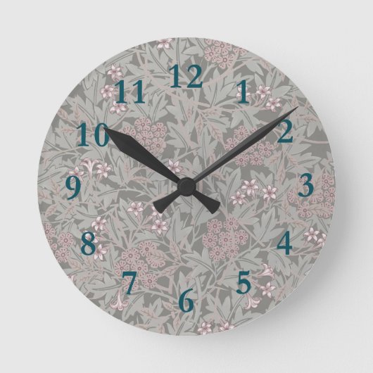 William Morris Jasmine Blume Pattern Runde Wanduhr (Vorderseite)