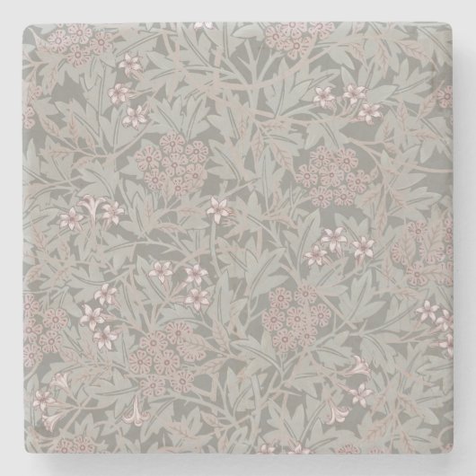 William Morris Jasmine Blume Pattern Steinuntersetzer (Vorderseite)