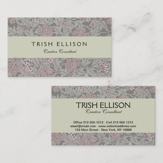 William Morris Jasmine Blume Pattern Visitenkarte (Vorne/Hinten)