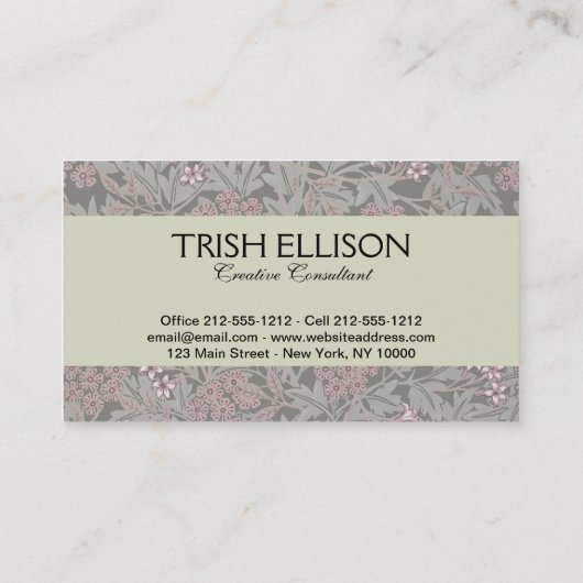 William Morris Jasmine Blume Pattern Visitenkarte (Rückseite)