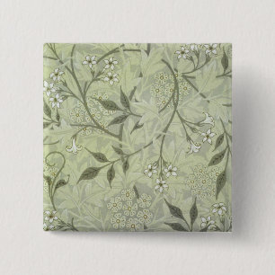 William Morris Jasmine Blume Wallpaper Art Button