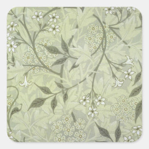 William Morris Jasmine Botanical Quadratischer Aufkleber