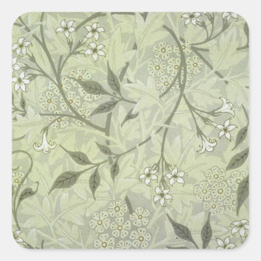 William Morris Jasmine Botanical Quadratischer Aufkleber (Vorderseite)