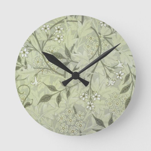 William Morris Jasmine Botanical Runde Wanduhr (Vorderseite)