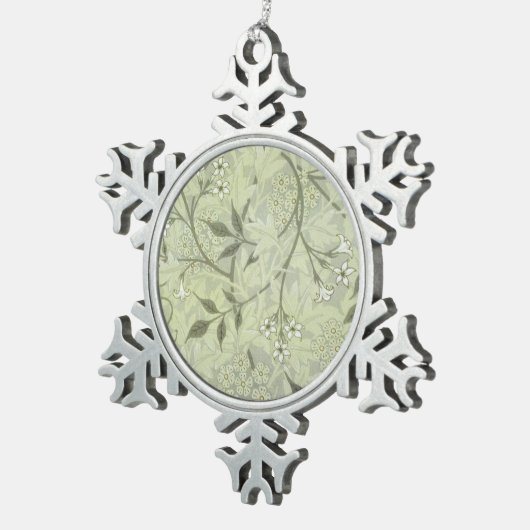 William Morris Jasmine Botanical Schneeflocken Zinn-Ornament (Rechts)
