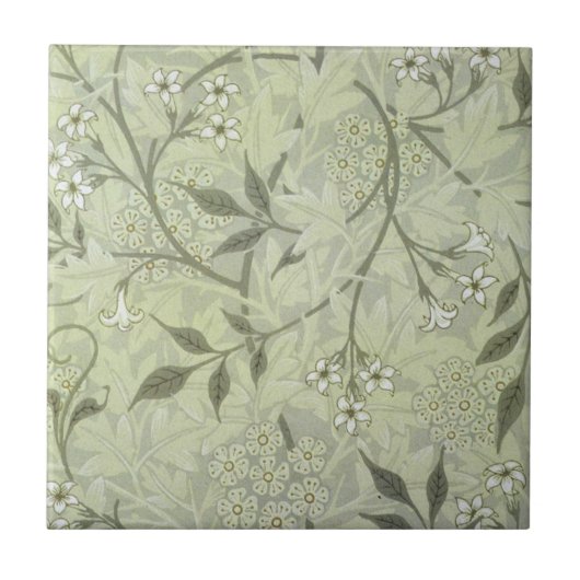 William Morris Jasmine Botanische Vintage Antik Fliese (Vorderseite)