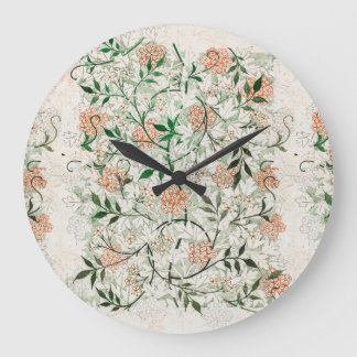 William Morris Jasmine Floral Pattern Vintag Art Große Wanduhr