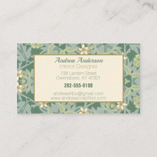 William Morris Jasmine Floral Visitenkarte (Rückseite)