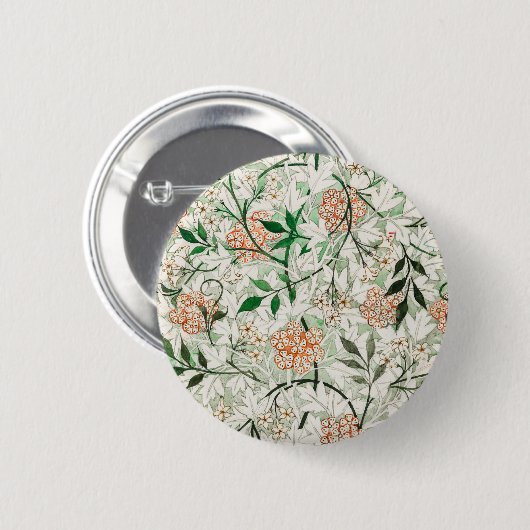 William Morris Jasmine Garden Blume Classic Button (Vorne & Hinten)