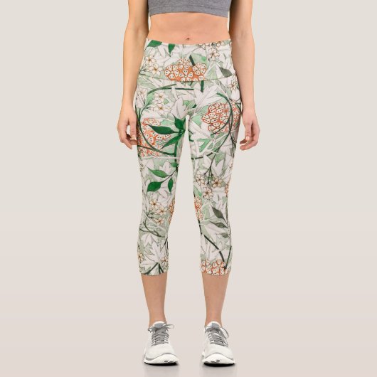 William Morris Jasmine Garden Blume Classic Capri Leggings (Vorderseite)