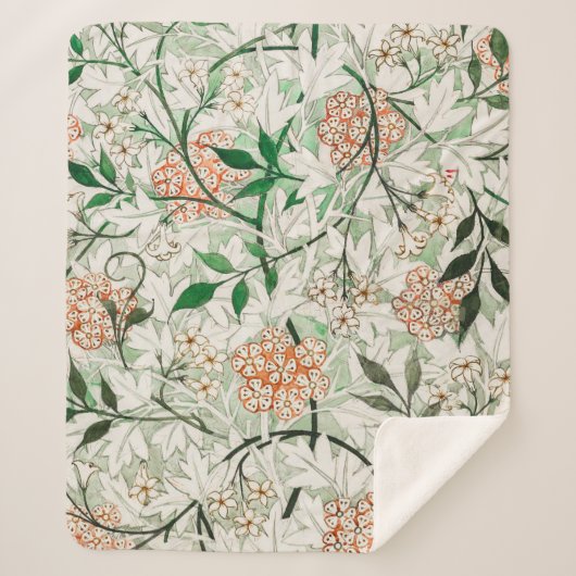 William Morris Jasmine Garden Blume Classic Sherpadecke (Vorderseite)