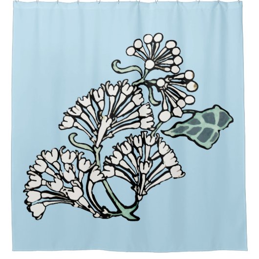 William Morris Jasmine und Blätter Pattern Duschvorhang (Vorderseite)