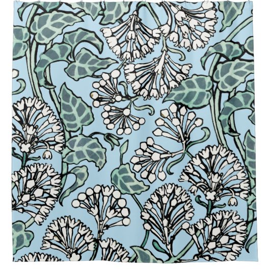 William Morris Jasmine und Blätter Pattern Duschvorhang (Vorderseite)