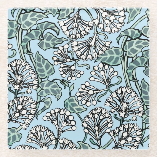 William Morris Jasmine und Blätter Pattern Glasuntersetzer (Vorderseite)