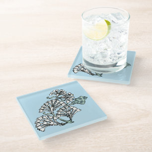 William Morris Jasmine und Blätter Pattern Glasuntersetzer