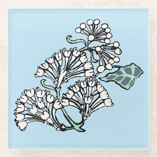 William Morris Jasmine und Blätter Pattern Glasuntersetzer (Vorderseite)