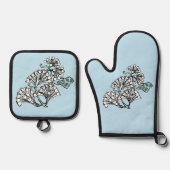 William Morris Jasmine und Blätter Pattern Ofenhandschuh & Topflappen-Set (Vorderseite)