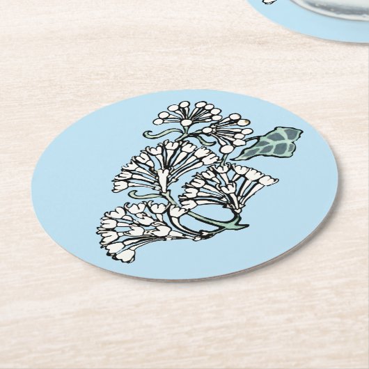 William Morris Jasmine und Blätter Pattern Runder Pappuntersetzer (Angewinkelt)