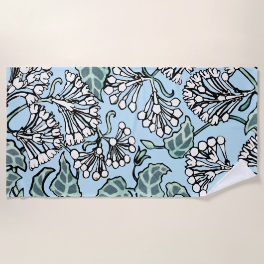 William Morris Jasmine und Blätter Pattern Strandtuch (Vorderseite)