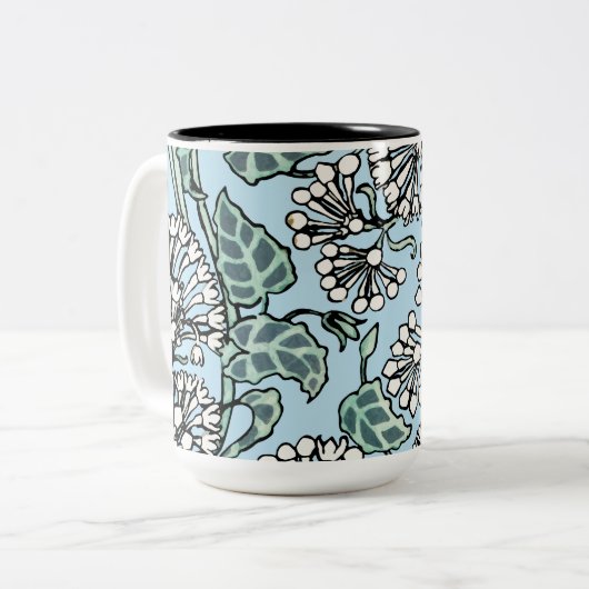 William Morris Jasmine und Blätter Pattern Zweifarbige Tasse (Vorderseite Links)
