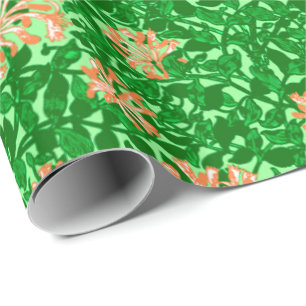 William Morris Jelängerjelänger, Pfirsich und Grün Geschenkpapier