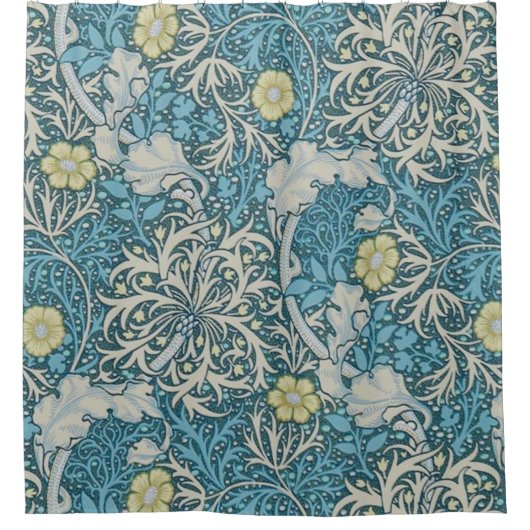 William Morris, Jugendstil-Muster, Algen, Blau, f Duschvorhang (Vorderseite)