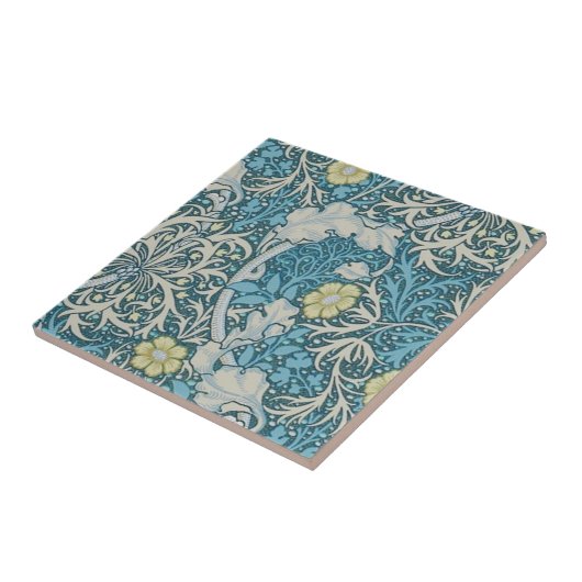 William Morris, Jugendstil-Muster, Algen, Blau,f Fliese (Seite)