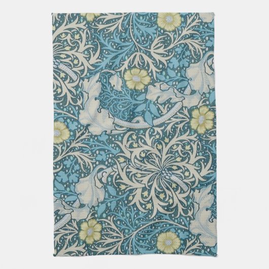 William Morris, Jugendstil-Muster, Algen, Blau, f Geschirrtuch (Vertikal)