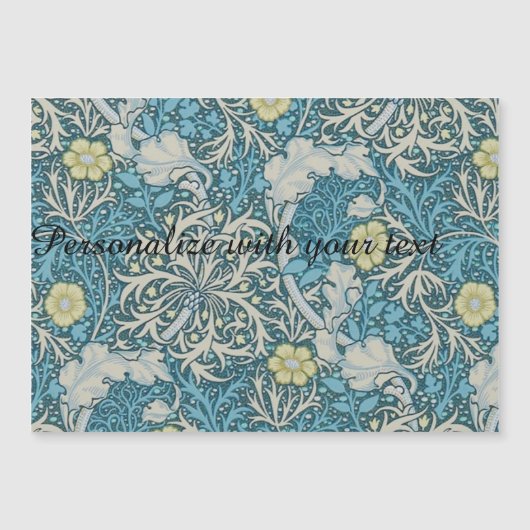 William Morris, Jugendstil-Muster, Algen, Blau,f Magnetkarte (Vorderseite)