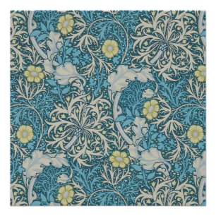 William Morris, Jugendstil-Muster, Algen, Blau,f Poster